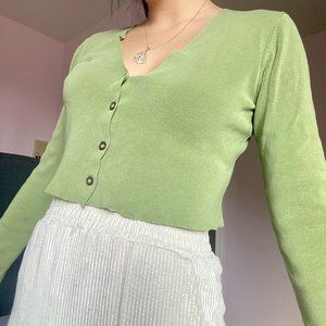 Matcha Green Cropped Cardigan Top from "grace knitwear"